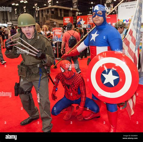 new york new york usa 13th oct 2013 comic con attendees posing in the costume during