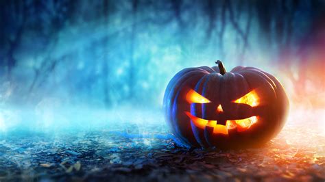 Download Carved Pumpkin With Lights Halloween Computer Wallpaper