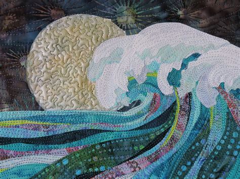 Riding The Midnight Wave Fiber Art By Eileen Williams Seascape