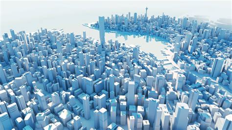 White Cityscape 3d Perspective Illustration Mirrors Edge Cgi
