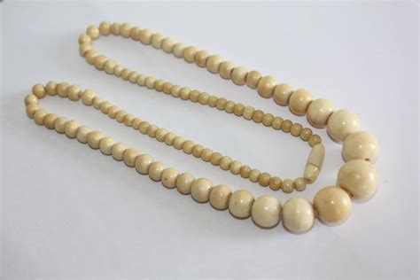 Vintage Necklace Ivory Ox Bone Bead 1920s Jewelry