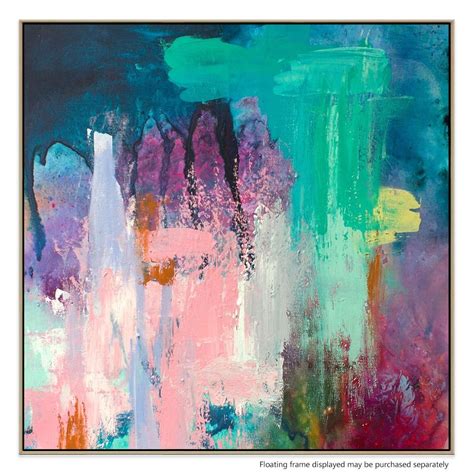 Pinks Greens And Blues Collide Abstract Art Canvas Framed Canvas