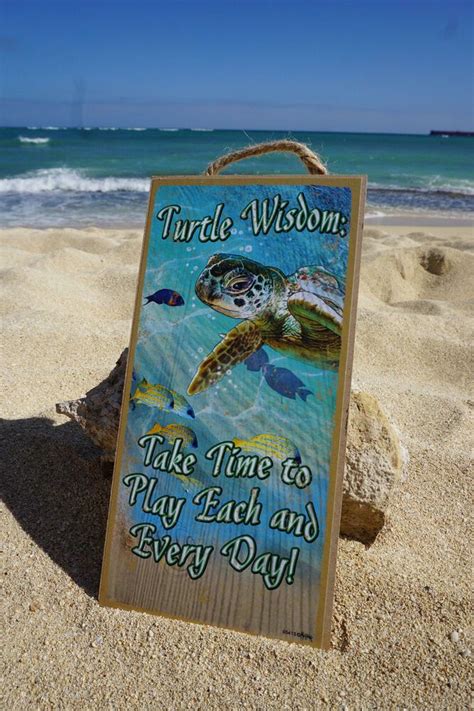 Sea Turtle Sign Tropical Island Beach Nautical Coastal Home Decor