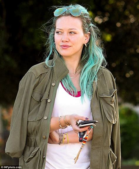 Hilary Duff Looks Sassy In Mirrored Aviators And Green Hair As She Makes Her Way To Spa After