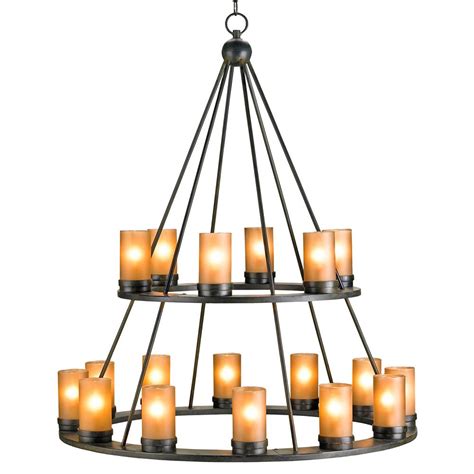 Shop 24 wrought iron chandeliers rustic on houzz. Black Wrought Iron Rustic Lodge Tiered 18 Light Candle ...