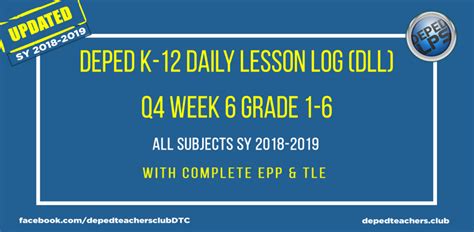 Deped Grade New K Daily Lesson Logs Dll All Subjects St To Th