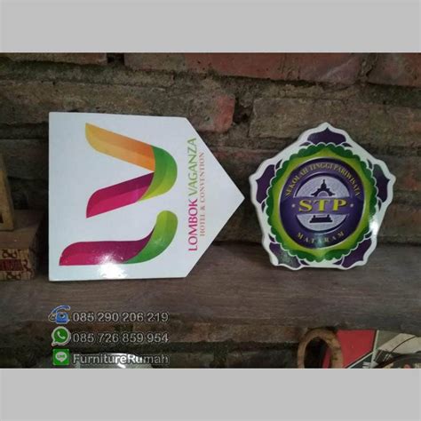 Logo Podium Minimalis Stainless Tell Decal Printing Duco Jepara