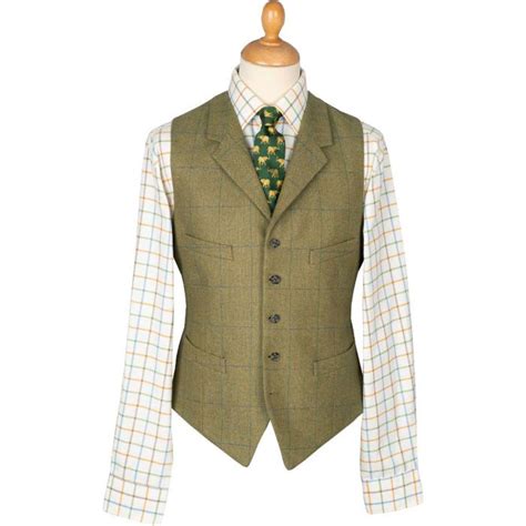 House Check Tweed Collared Waistcoat Mens Country Clothing Cordings