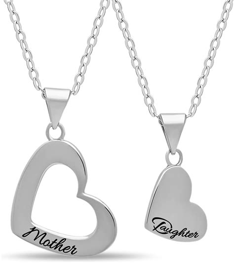 925 sterling silver mother daughter heart necklace set for mom and daughter