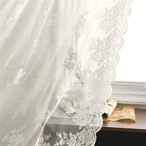 Kotile Ivory Lace Curtains 63 Inch Length Premium