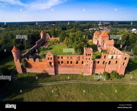 Aerial View Of Ruins Of Medieval Teutonic Knights Castle In Szymbark