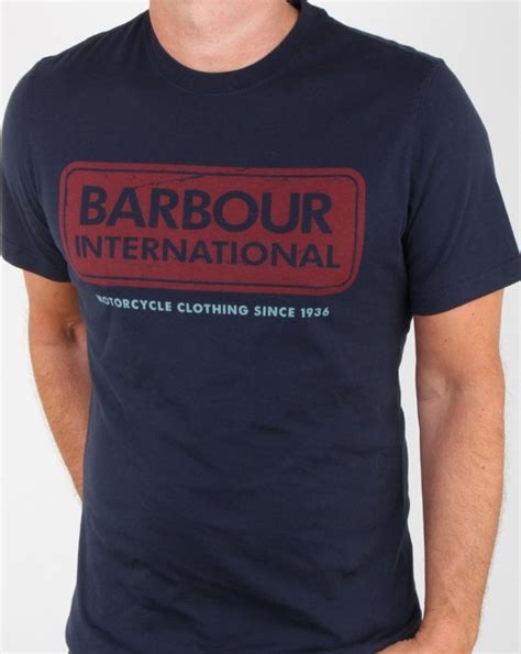 Barbour Logo T Shirt Navy Mens Tee Cotton Crew Casual Football