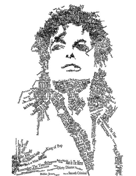 Michael Jackson As Word Art In Ai Adobeedusweeps Text Based Art