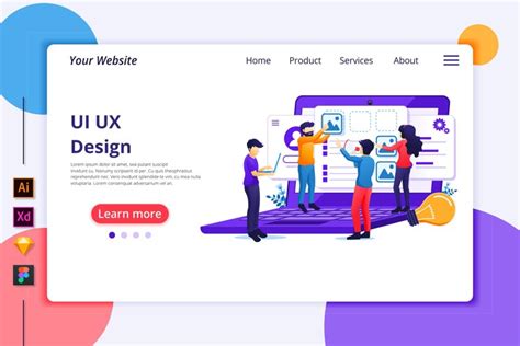 Landing Page Template Of Ui Ux Design Illustration 574440