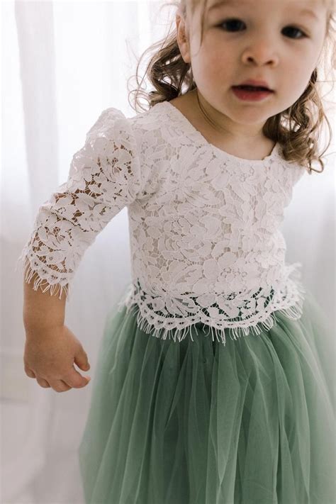 Sage Green Tulle Two Piece Tutu Skirt Romantic Moss Flower Etsy In