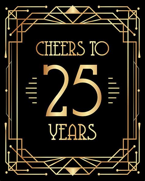Cheers To 25 Years Printable Sign Poster Print 25 Year Etsy