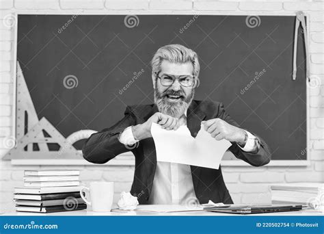 Teacher Destroying Paper File Study Hard School Education For