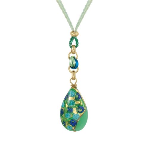 Genoa Sea Green Venetian Murano Glass Teardrop Pendant