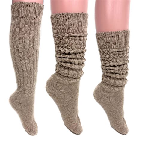 Aws American Made Womens Heavy Slouch Socks Beige Size To