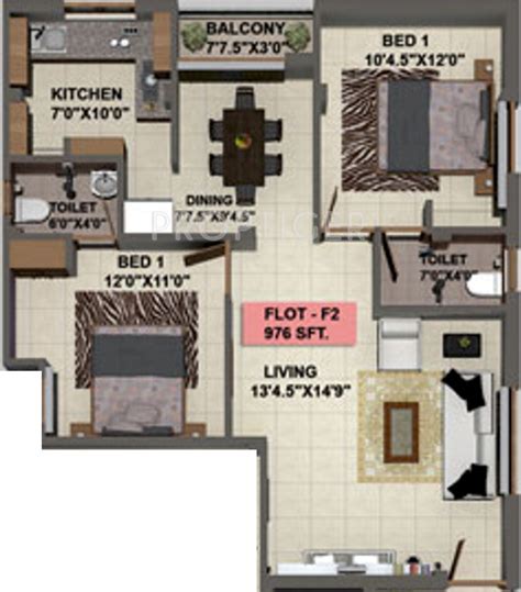 976 Sq Ft 2 Bhk Floor Plan Image Brownstone Foundations Spinal