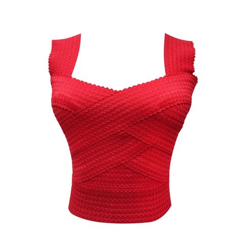Western Style Crop Tops Wear Wild Sexy Exposed Navel Bandage Camisole V Neck Stretch Vest In