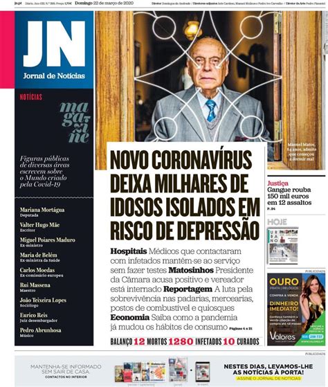 Capa Jornal De Notícias 22 Março 2020 Capasjornaispt