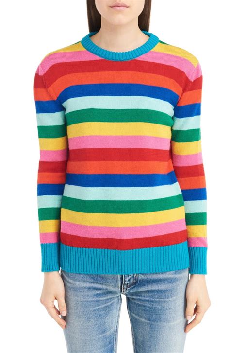 Saint Laurent Rainbow Stripe Wool Sweater Nordstrom