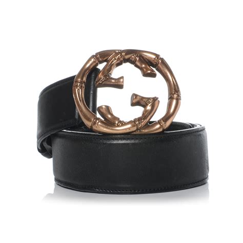 Gucci Leather Bamboo Gg Buckle Belt 85 34 Black 43287
