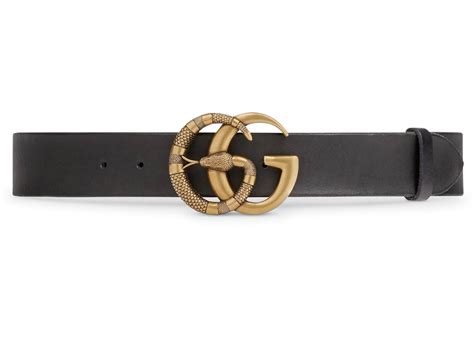 Gucci Belt Double G Buckle With Snake Black In Leather With Brass