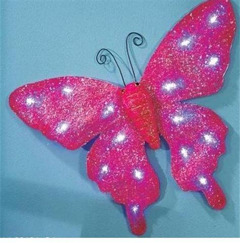 Twinkling Moving Led Lighted Butterfly Wall Decor In Pink Or Blue