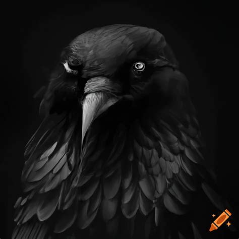 Mystical Black And White Raven