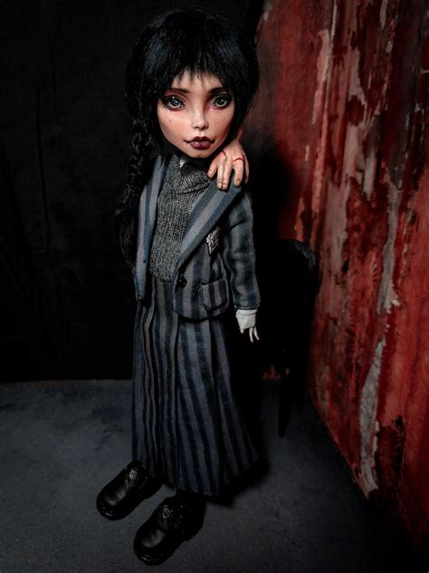 wednesday addams and thing custom doll by me r dolls