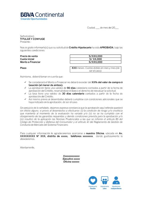 Carta De Aprobacion Credito Hipotecario Jun 2018 Banca Credito Y