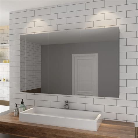 Bathroom Mirror Cabinet 1200 Stainless Steel Storage Shaving Makeup Wall Hung 880924254105 Ebay