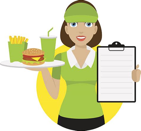 Royalty Free Cartoon Waitress With Burger Clip Art Vector Images