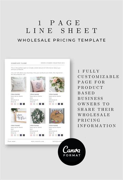 Linesheet 1 Page For Wholesale Graphic Design Tips Pricing