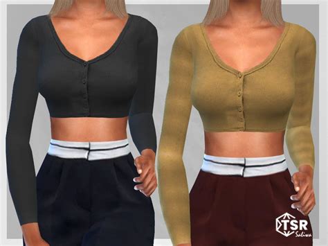Cardigan Tops Cropped Cardigan Cardigans Sims 4 Clothing Female