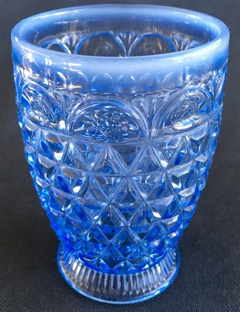 Imperial Glass Ohio Laced Edge Blue Opalescent Katy 9oz Flat Tumbler