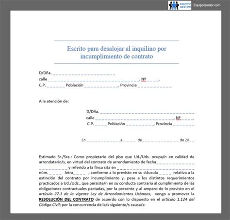 Carta De Desalojo Ejemplo