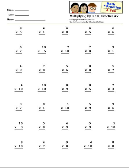 Multiplication Worksheet 0 10