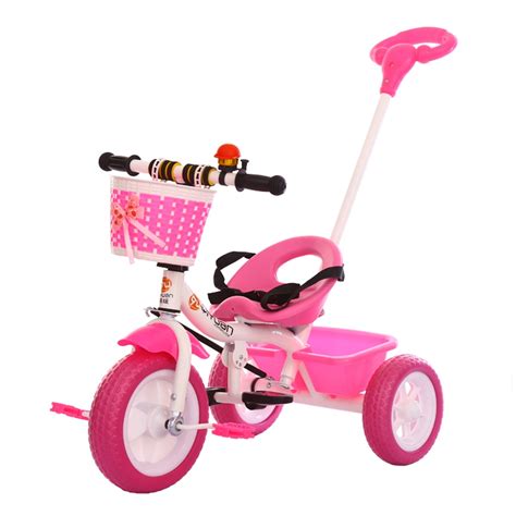 Kids Tricycle With Detachable Push Handle 3 Wheel Toddlers Children