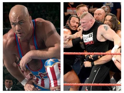 Kurt Angle Once Revealed That Many Wrestlers Had To Stop Brock Lesnar From Killing WWE Hall Of