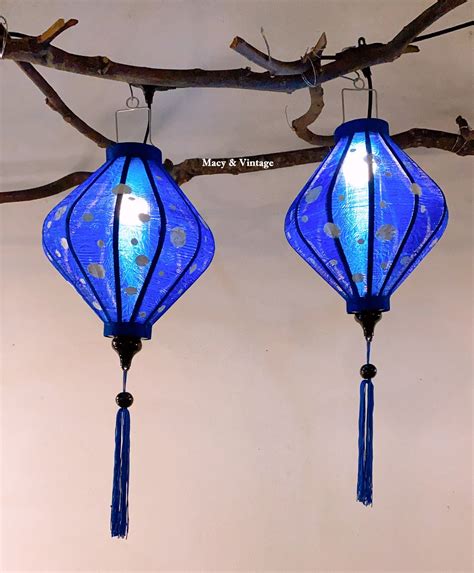 Set Of 2 Hoi An Bamboo Silk Lanterns 35cm Hand Painted On Etsy
