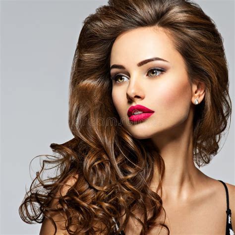 Beautiful Woman With Long Curly Hair Stock Image Image Of Beautiful Makeup 101548007