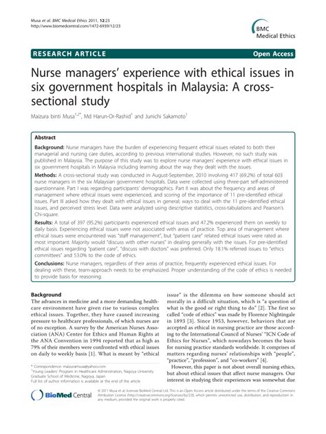 Many factors can affect how people respond in ethically gray situations. (PDF) Nurse managers' experience with ethical issues in ...
