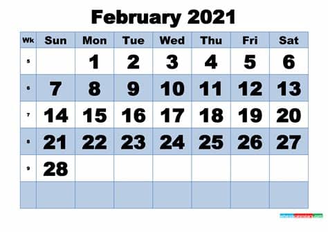 Free printable weekly calendar templates 2021 for microsoft word (.docx). Free Printable February 2021 Calendar with Week Numbers ...