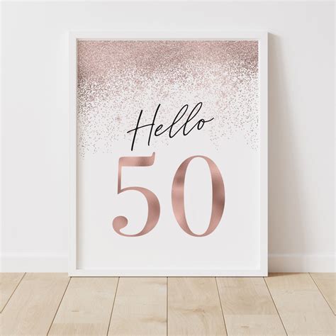 Rose Gold 50th Birthday Party Decorations Printable 50 Etsy