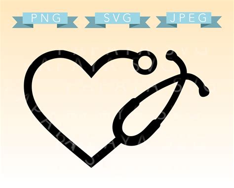 Heart Stethoscope Cut File Svg Png Jpeg Cricut Etsy
