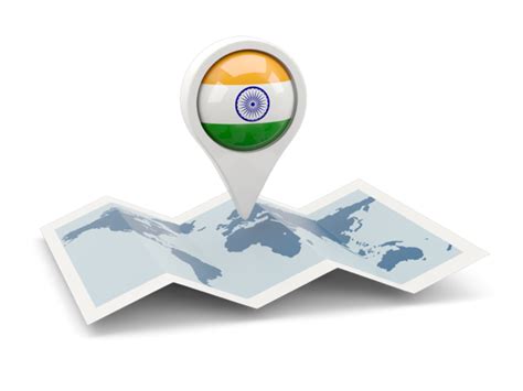 Round Pin With Map Illustration Of Flag Of India