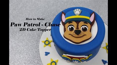 How To Make Chase Paw Patrol 2d Fondant Cake Topper Youtube